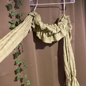 Green crop top shirt with flare arms